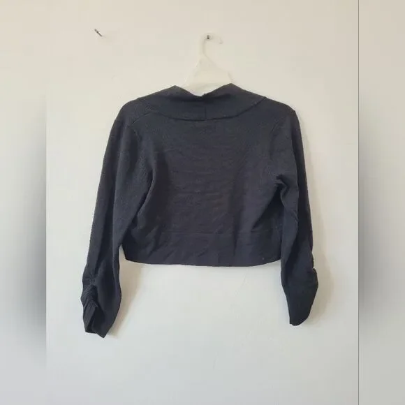 Maurices Cropped Black Half Cardigan Sweater Modest Coverup Y2K Formal Medium - Picture 7 of 9